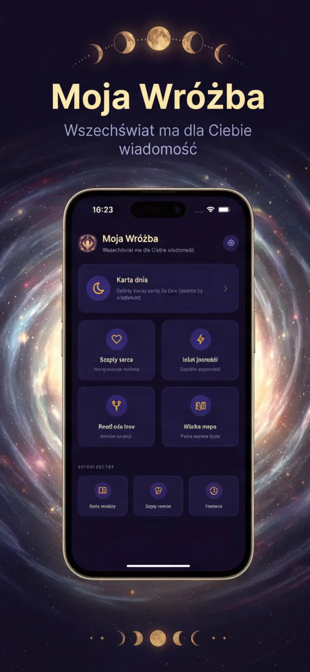 Ekran główny aplikacji Moja Wróżba z listą rozkładów tarota
