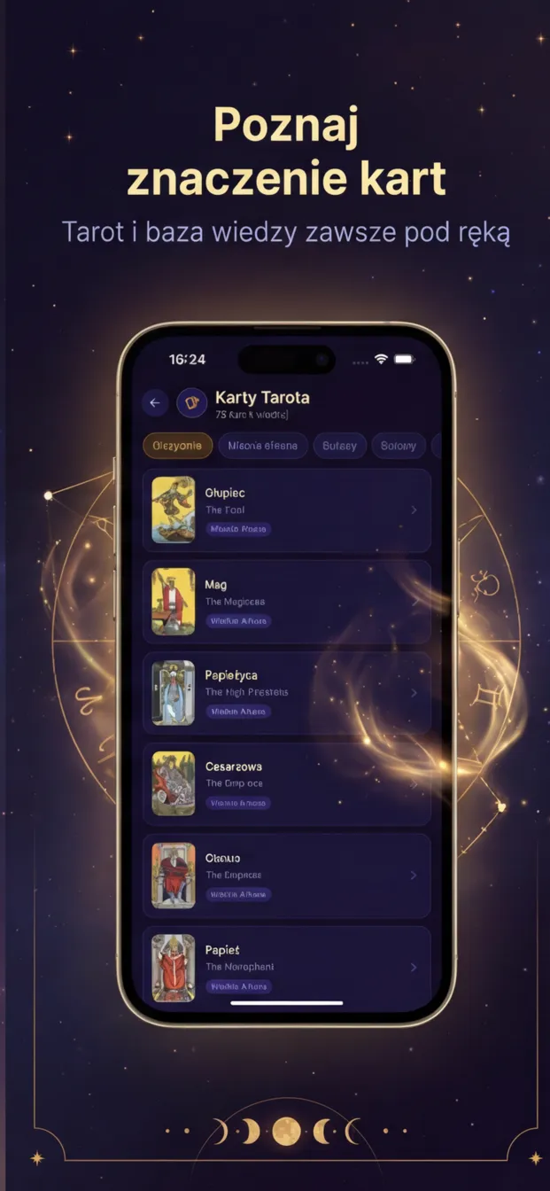 Encyklopedia 78 kart tarota w aplikacji mobilnej Moja Wróżba