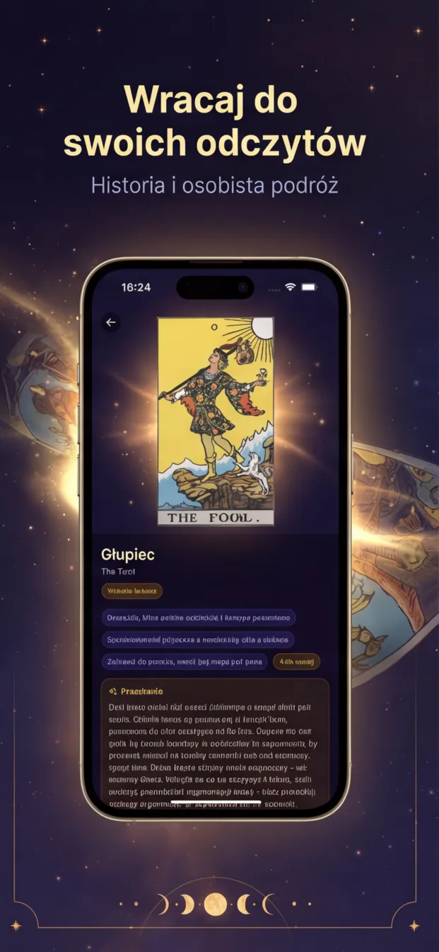 Historia odczytów kart tarota w aplikacji Moja Wróżba